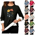 thumbnail image 4 of Women's Fleece Thermal Shirts Crewneck Pullover Tops 2025 Winter Warm Sherpa Lined Sweatshirts Cute Floral Graphic Base Shirt Long Sleeve Casual Cozy Loungewear Cold Weather Clothes for Leggings, 4 of 4