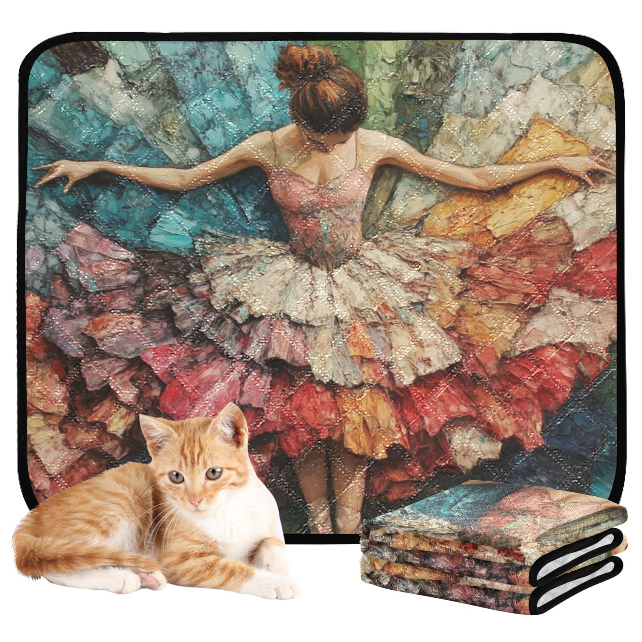 Qxltty The Elegant Ballet Cat litter Pads Pet Set of 2 Diaper Mats Center Anti-leakage Layer Absorbent Soft and Comfortable