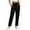 Black women straight leg pants with pockets a1, variant on Cagogo Women's Straight Leg Elastic Waist Pants with Pockets Casual Loose Ankle Trousers Solid Summer Beach Vacation Work Lounge, Black S