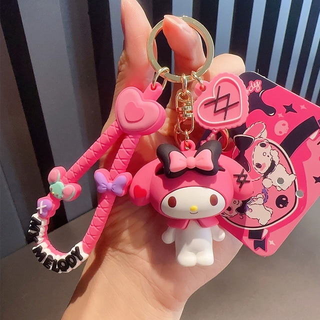Cartoon Genuine Sanrio HelloKitty Kulomi Projection Camera Pendant Plush Big Ear Dog Keychain Female