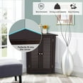 thumbnail image 6 of Corner Storage Cabinet Freestanding Floor Cabinet Bathroom w/ Shutter Door Brown, 6 of 12