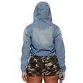 thumbnail image 4 of Women's Half Zip Denim Hoodie Pullover Jacket Jean Sweatshirt Tops, 4 of 5