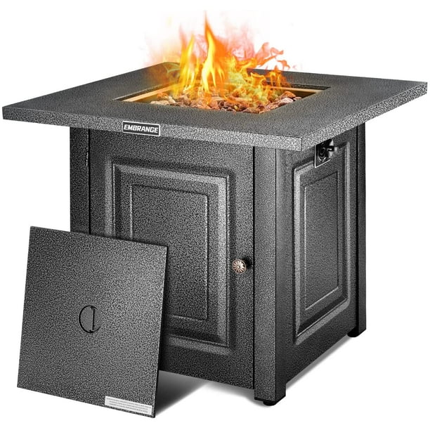 EMBRANGE Outdoor Propane Fire Pit Table, 28inch AutoIgnition Gas Fire