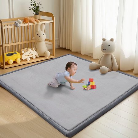 Docred Baby Play Mat for Floor - 80”x70” Play Mat for Playpen, 1.4” Thick Memory Foam, Tummy Time Mat, Soft Velvet Floor Mat, Large Non Slip Crawling Mat for Any Playroom,Tatami Mat