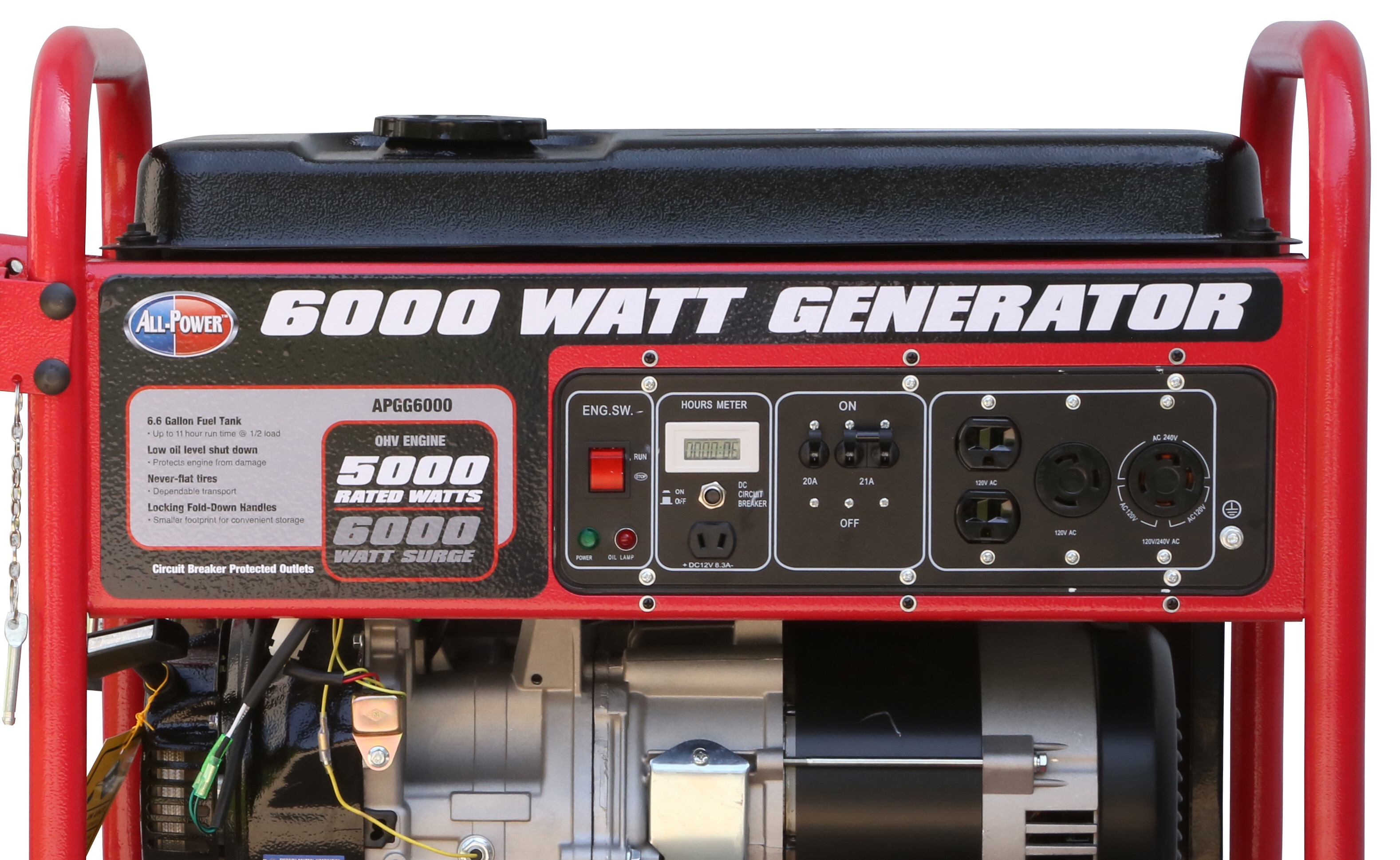 All Power 6000 Watt Generator, 6000W Gas Portable Generator for Home Use Emergency Power Backup, RV Standby, Storm Hurricane Damage Restoration Power Backup, APGG6000 - image 5 of 7