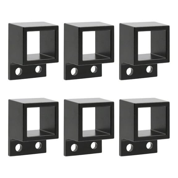 Plum Fittings 1" x 1 1/8" Black Aluminum Fence Standard Wall Mount for Rails | Pack of 6