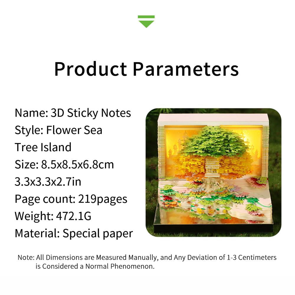 3D Time Piece Calendar, 2026 Desk Calendar With LED Light, 3d Tree Memo Pad Creative Desk Calendar, Christmas Gift for Colleague Friend, Desktop Decoration