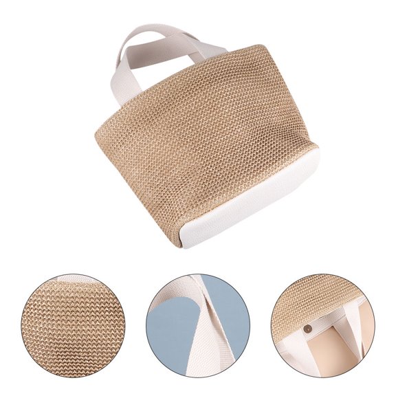 FRCOLOR 1pc Woven Bag Women Storage Basket Hand-held Bag Outdoor Bag Beach Play (Beige)