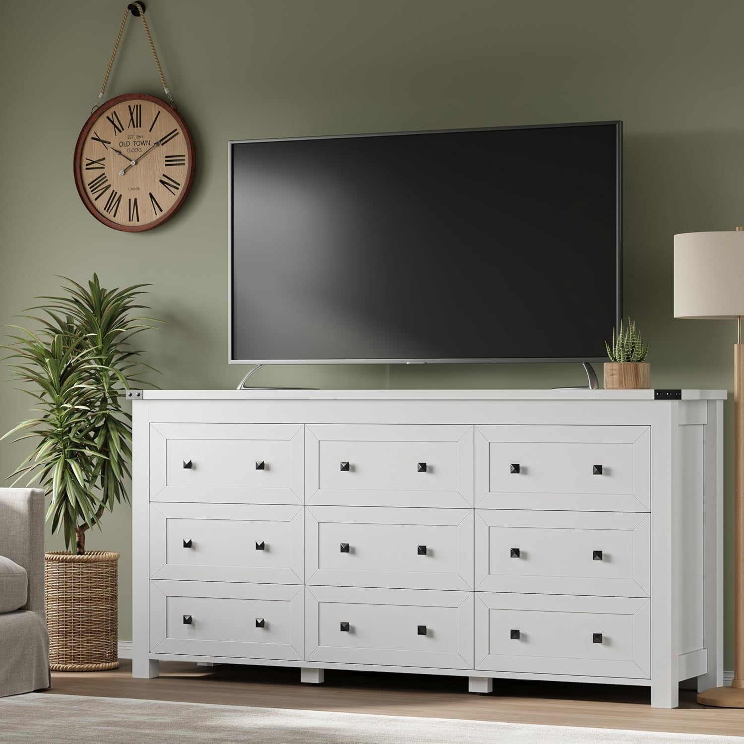 9-Drawer Dresser for Bedroom, Modern Wide Chest of Drawers, Wooden Storage Organizer for Closet, Living Room, Entryway, Home Office, Dresser with Ample Storage