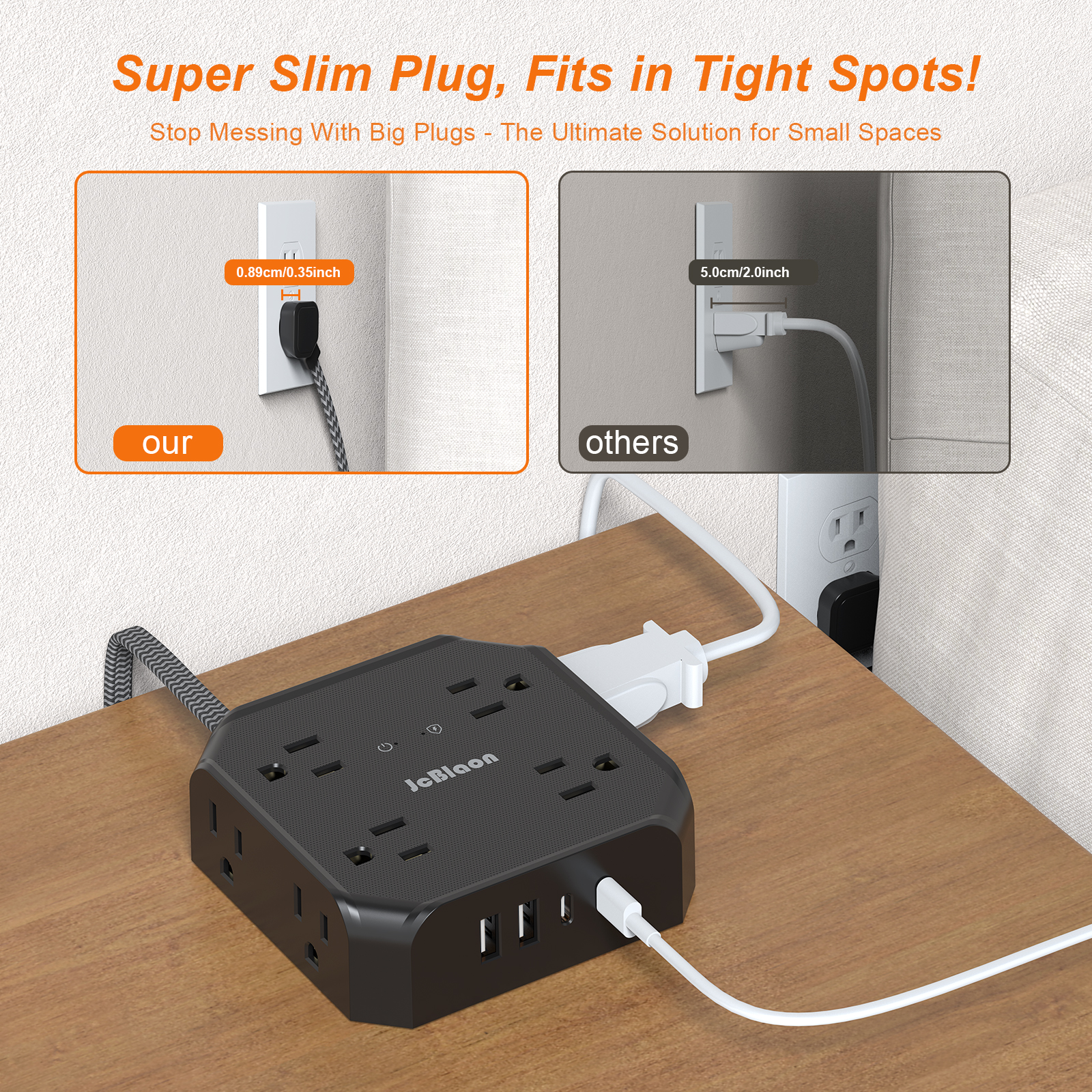 Lajcaen 15 Ft Surge Protector Power Strip With 8 Outlets photo 4