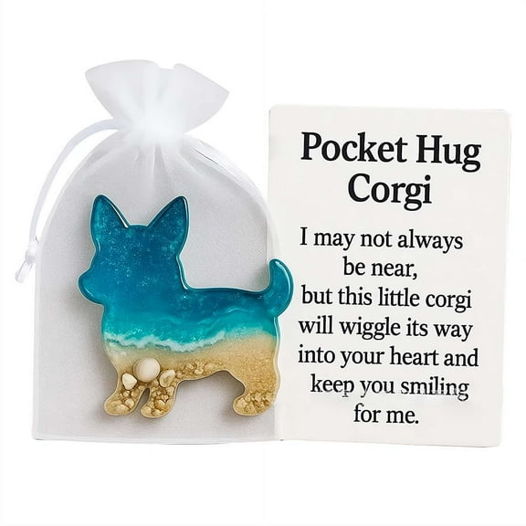 Handmade Pocket Hug Token, Soothing Shells Ocean Sand Design Pocket Hug Dachshund Long-Distance Keepsake Gift for Dog Lovers, Pet Enthusiasts
