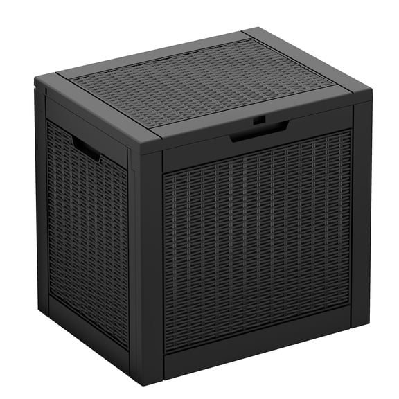LHBcraft 30 Gallon Deck Box, Lockable Resin Outdoor Storage Box, Waterproof and UV Resistant Lightweight Storage Deck Box for Patio Cushions & Accessories,Black