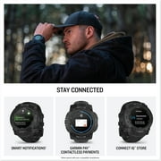 Garmin Instinct 3 Tactical Edition AMOLED 50mm Display, Rugged Outdoor GPS Smartwatch Bundle With USB Wall Charger + Microfiber Cleaning Cloth