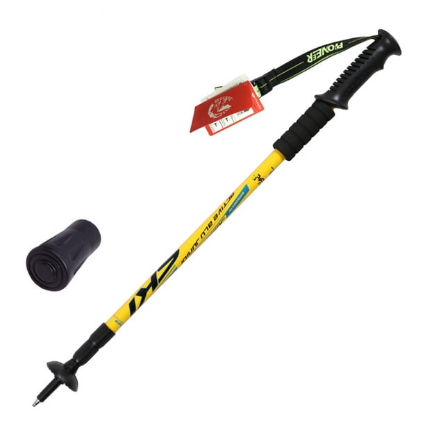Anself Anti-Shock Walking Stick 3-Section Telescopic Adjustable Trekking Hiking Pole Ultralight Outdoor Cane Yellow