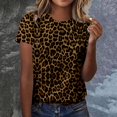 thumbnail image 2 of Bibifish Womens T-Shirt Black Gold Glitter Leopard Print Short Sleeve Crew Neck tee Casual Party Nights Club Outings Glamorous Trendy Top, 2 of 4