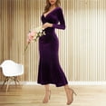 thumbnail image 3 of Nouveau Produit en 2024 Robe de Soirée Ajustée à Col en V, L, Violet Foncé, 3 of 8