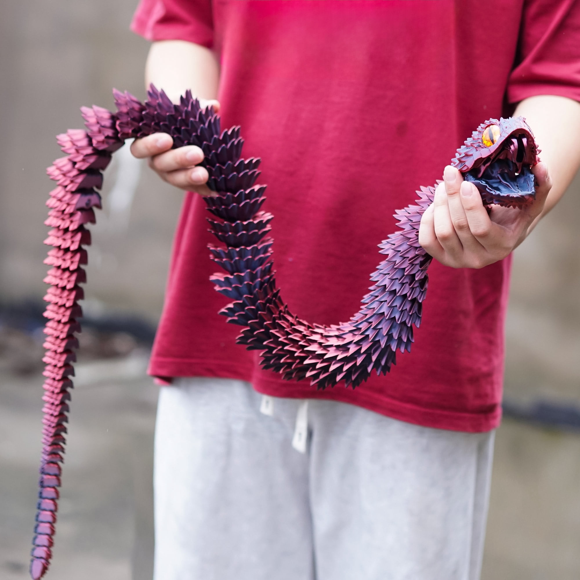 47.5inch 3D Printed snake,Flexible Joint Animal lacertid Figurines,Realistic Eyes, Home Office Decor,Fidget Toy for Adults Teens Boy Festival Gifts