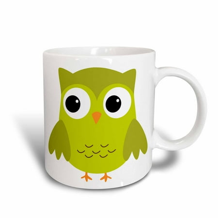 

3dRose Cute Green Owl - Ceramic Mug 11-ounce
