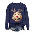 thumbnail image 4 of Wang6 Womens Plus Size Graphic Sweatshirts Trendy Xmas Cute Dog Printed Crew Neck No Hood Pullovers Causal Long Sleeve Loose Fit Tops Shirts Navy XXXL, 4 of 4
