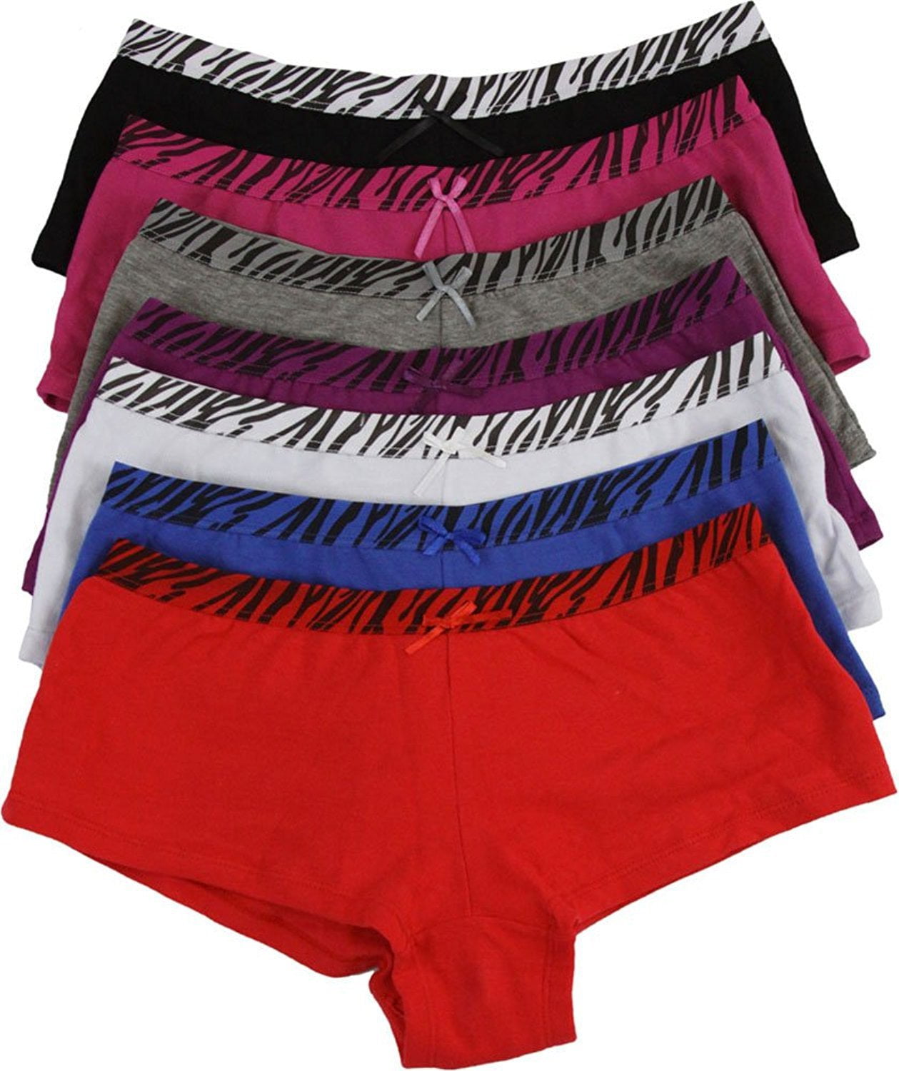 ToBeInStyle Women's 6 Pairs of Stretchy Cotton ZebraStripe Underwear