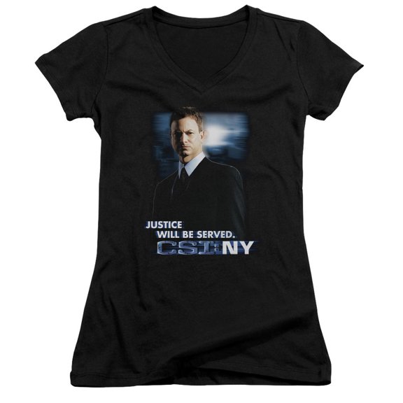 Csi:Ny Justice Served Junior Women's V-Neck T-Shirt Black