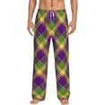 thumbnail image 2 of Goofa Mardi Gras Plaid Printed Soft Pajama Pants for Men, Wide Leg Comfy Casual Lounge Yoga Pants-Large, 2 of 9