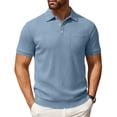 thumbnail image 3 of Corduroy Polo Shirts for Men Summer Casual Short Sleeve Collared Soft Plain Work Tshirts Golf Shirt, 3 of 8