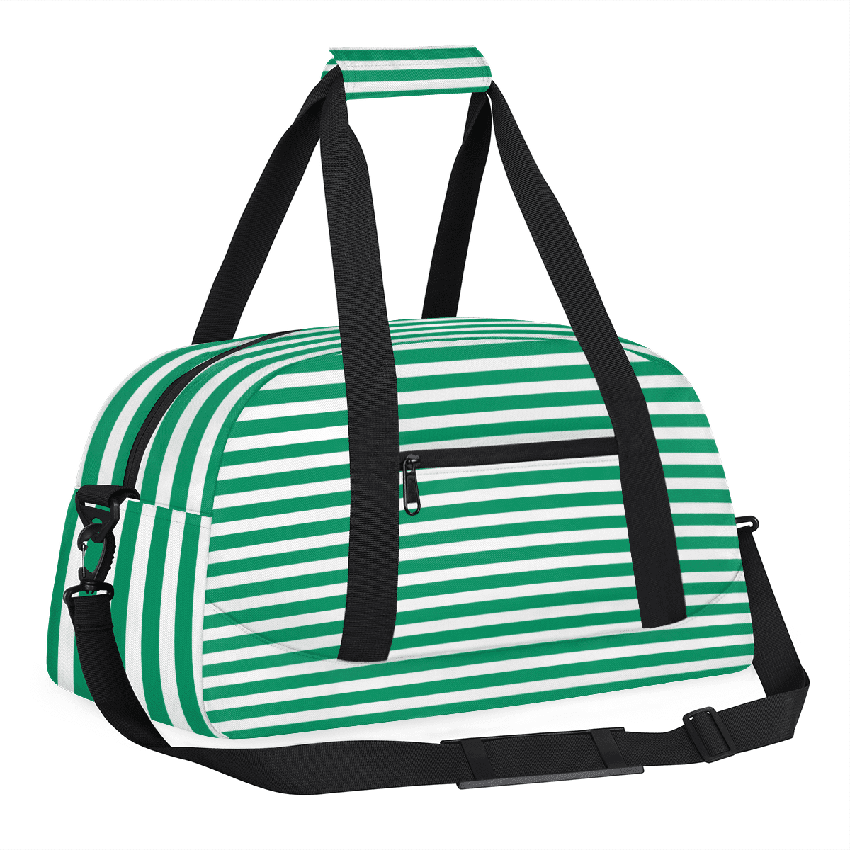 Herdesigns Green Striped Sports Duffle Bag for Women & Men, Gym Bag Dance Bag Overnight Bag Carry On Weekender Travel Bag