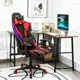 thumbnail image 4 of Gymax Chaise de Jeu Réglable Pivotante Chaise d'Ordinateur avec Lumières LED Dynamiques Rouge, 4 of 10