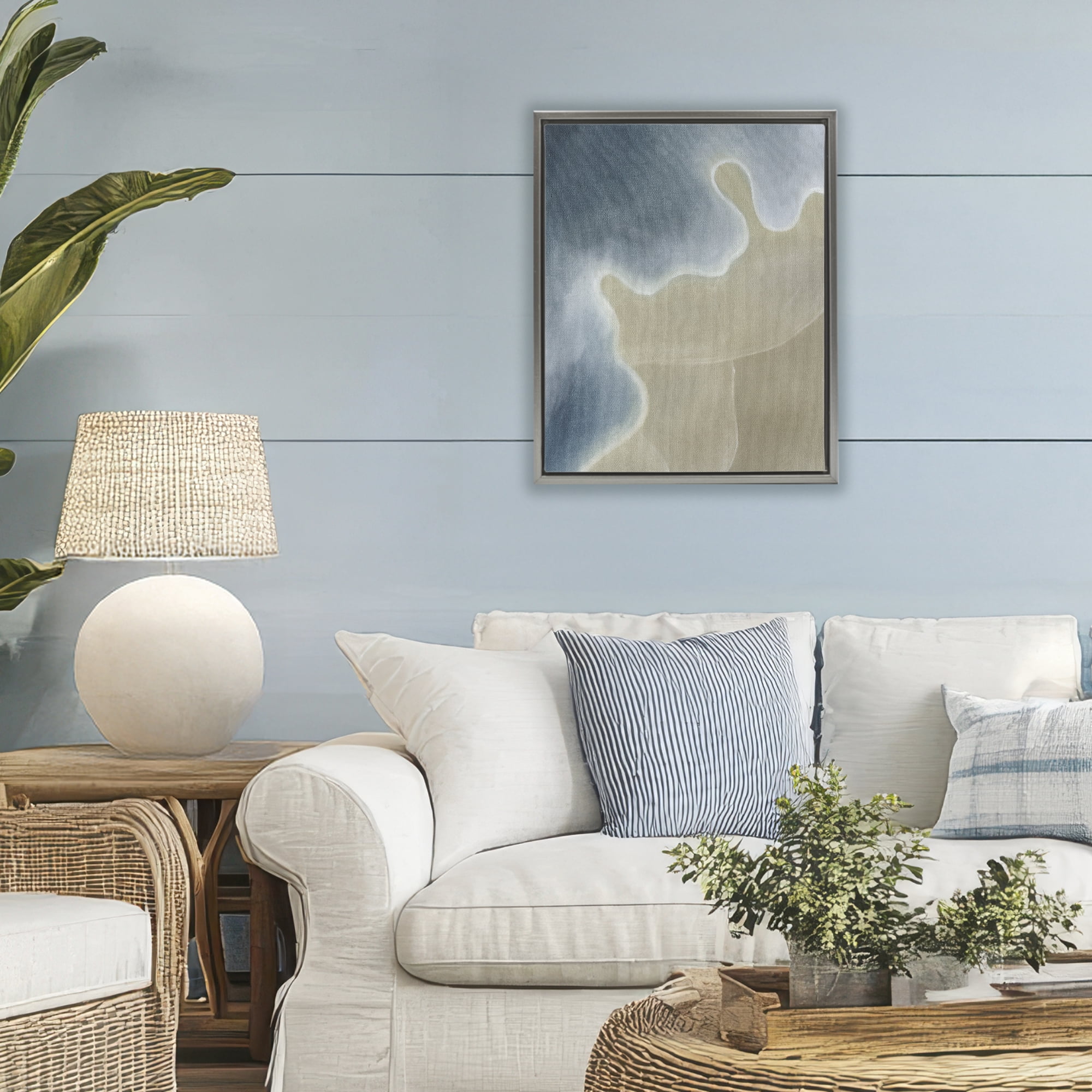 Stupell Industries Turning The Tides Abstract Gray Framed Floater Canvas Wall Art, design by Grace Popp