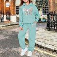 thumbnail image 2 of RMGVDSD Girls Sweatsuit Fall Bow Print Hoodie Sweatshirt Pants Set with Pockets Casual Two Piece Outfit Comfortable Stylish Clothing, 2 of 6