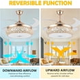 thumbnail image 3 of Datingday 42 Inch 36W LED Retractable Ceiling Fan with Bluetooth Speaker, Modern Bluetooth Fan Chandelier with Remote Control 3 Color Change, 3 of 7