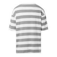 thumbnail image 4 of YUGYXL Fashion Striped Shirts for Women Short Sleeve Blouses Crew Neck Summer Tops Going Out Loose Tshirts Gray S, 4 of 6
