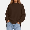thumbnail image 5 of Hzzrkos Women Casual Loose Solid Color Crew Neck Long Sleeve Basic Pullover Sweatshirt Top, 5 of 9