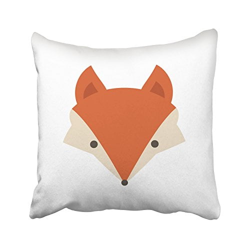 RYLABLUE Minimalist Cartoon Orange Fox Head With White Decorative Pillowcases With Hidden Zipper Decor Cushion Covers Two Sides 18x18 inches