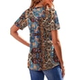 thumbnail image 4 of Fantaslook Blouses for Women Dressy Casual V Neck Pleated Tunic Tops Summer Short Sleeve Boho Shirts, 4 of 7