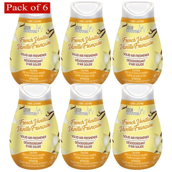 Odor Doctor Solid Air Freshener Cone – French Vanilla, Long‑Lasting Freshness, 250 g (Pack of 6)