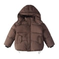 thumbnail image 3 of FSYBOA Boys Puffer Jacket, Cotton Losses Fit Short Hooded Kids Long Sleeve Outerwear Brown Size 7-8T, 3 of 9