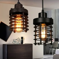 Rustic Vintage Industrial Iron Cage Lampshade Pendant Light Hanging Ceiling Lamp Adjustable Chain for  Bedroom, Dining Room