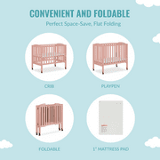 Dream On Me 2-in-1 Folding Portable Mini Crib, White