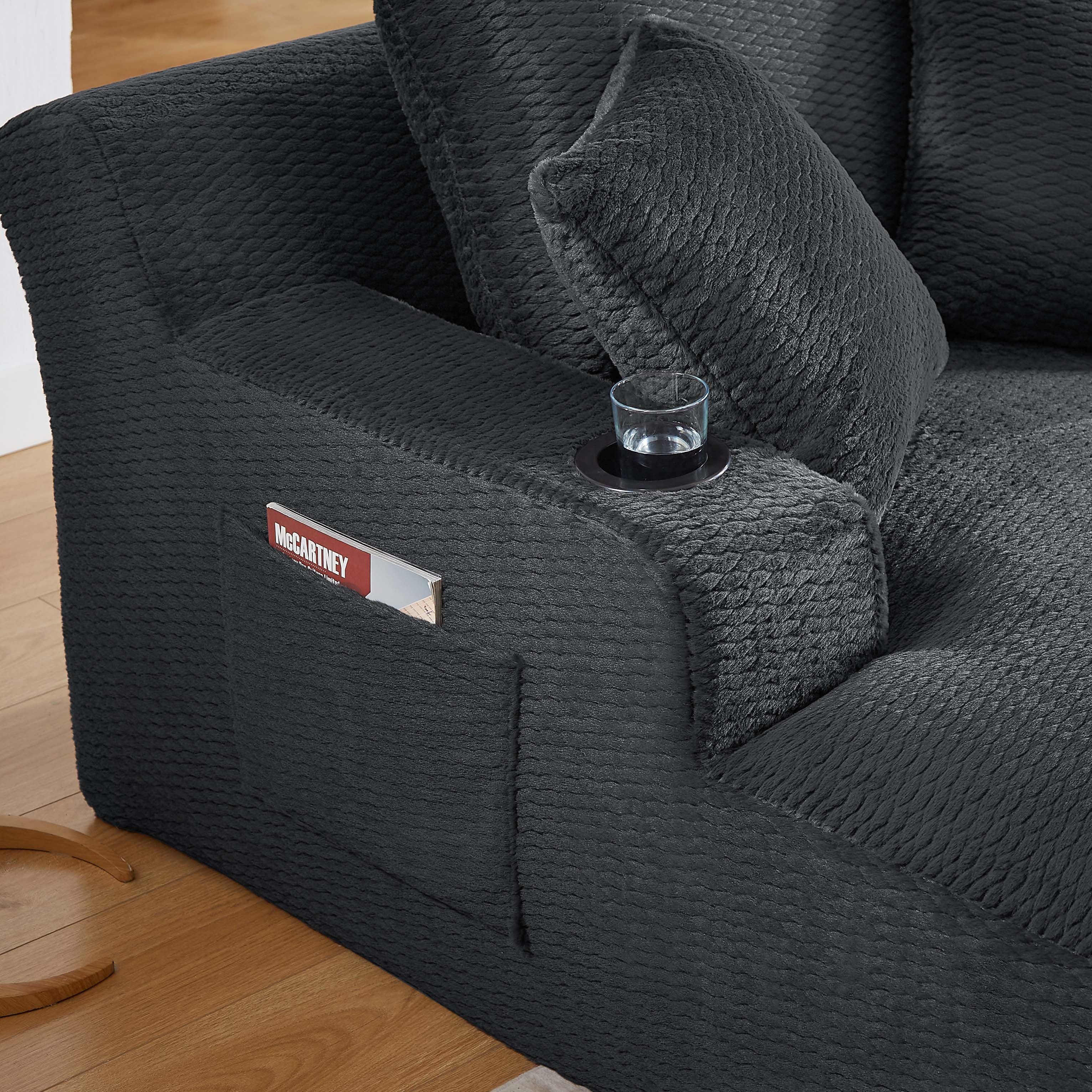 Miniyam 66" x 49" Indoor Oversized Chaise Lounge Compression Chair No Assembly Required, Comfy Sleeper Sofa for Living Room, Office, Dark Grey