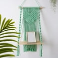 thumbnail image 4 of Estante flotante para colgar en la pared de macramé, soporte para colgar libros, organizador de almacenamiento para exteriores Verde perfecl Estante de pared de macramé, 4 of 7