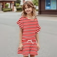 thumbnail image 5 of Abcomgle Short Sets for Girls 7-8 Girls Two Piece Outfits Floral Print Ruffle Sleeve Shirts and Elastic Waist Shorts Cute Preppy Girls Shorts Set 6-7 Years,Red, 5 of 5