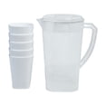 thumbnail image 2 of Gumesh 74oz Large Capacity Cold Drink Jug Set – Transparent Glass Pitcher with 5 Water Cups for Iced Coffee, Cold Brew, Juice, Tea, Home Beverage Dispenser with Lid, BPA-Free (White), 2 of 8