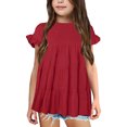 thumbnail image 4 of Otqutp Toddler Winter Tops Cute Girls T Shirts Ruffle Short Sleeve Round Neck Loose Blouse Summer Solid Color Casual Girl Tee Breathable Tops, 4 of 4