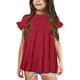thumbnail image 2 of Gibobby Blusas Para Mujeres Camisetas para niñas pequeñas con volantes de manga corta con cuello redondo, blusa suelta de verano de Color sólido, camisetas informales para niñas（Rojo， 10-12 Años), 2 of 4