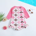 thumbnail image 4 of Hienoo Girls One-Piece Swimsuit Doughnut Prints Long Sleeve Rashguard Bathing Suit, 4 of 5