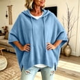thumbnail image 5 of Sheghy Cute Hoodies for Women Women Drawstring Hooded Collar 3/4 Sleeve Solid Oversized Loose Ribbed Hem Knitted Sweater Top Sky Blue S, 5 of 6