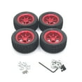 thumbnail image 1 of Paquete de 4 llantas de rueda de goma Vogacara Kit RC Car Crawler Toy Hubs rojo, 1 of 6