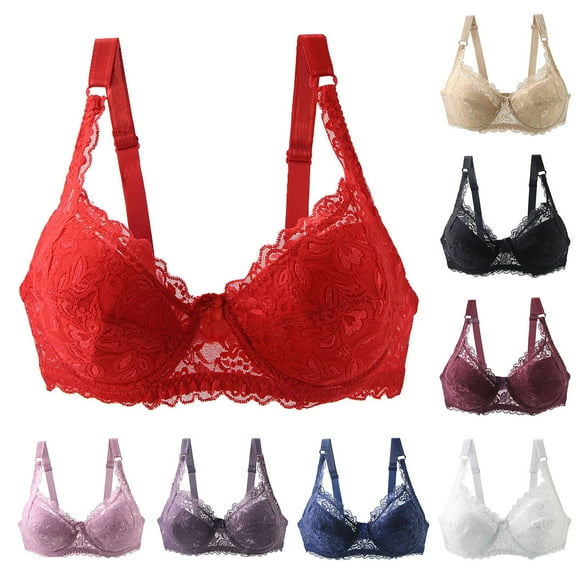 Txenfivo Women's Plus Size Full Coverage Lace Underwire Lace Bra Padded Push Up Bra for Everyday Comfort, 34D-48DD